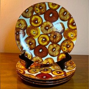 4 Bagel Themed Decorative Plates